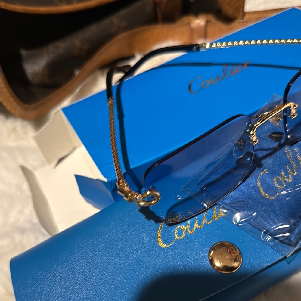 Blue and Gold Women's Glasses - Picture 7 of 9